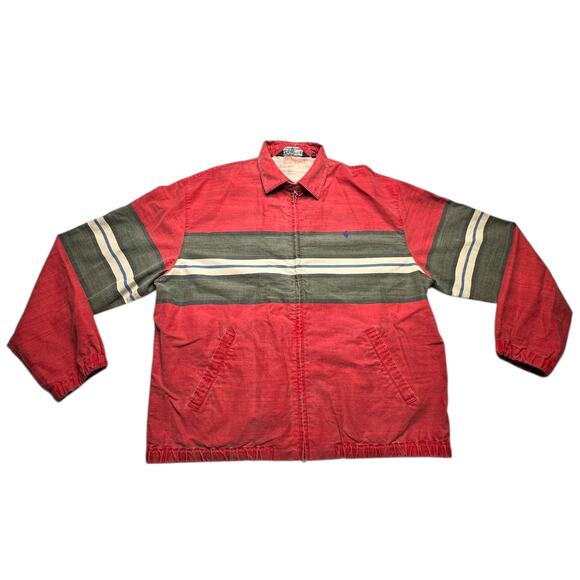 Vintage 1980s Polo Ralph Lauren Striped Harrington Pony Logo Jacket Size Large